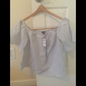 Blue and white striped top